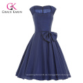 Grace Karin Ärmellos N / T Taft Navy Blau Kurze Knie Länge 1950er Jahrgang Kleid CL006094-3